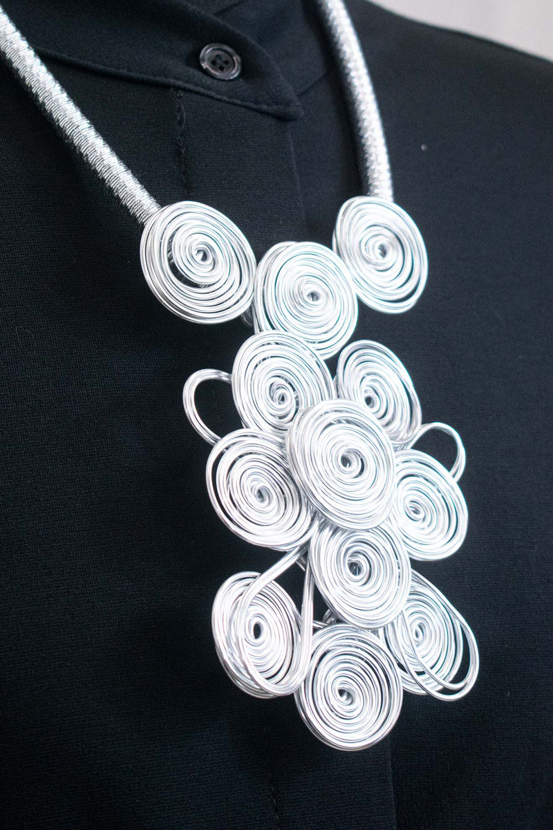 Statement Longline Twisted Wire Necklace in Silver