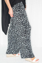 Hailey Wide Leg Pleated Trousers in Zebra Print