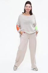 BEXLEY RELAXED WIDE LEG JOGGERS In warm beige