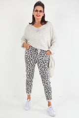 Leopard Print Magic trousers  in  beige with mocha