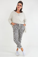 Leopard Print Magic trousers  in  beige with mocha