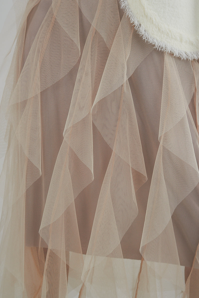 Tara Ruffle  Skirt In Beige