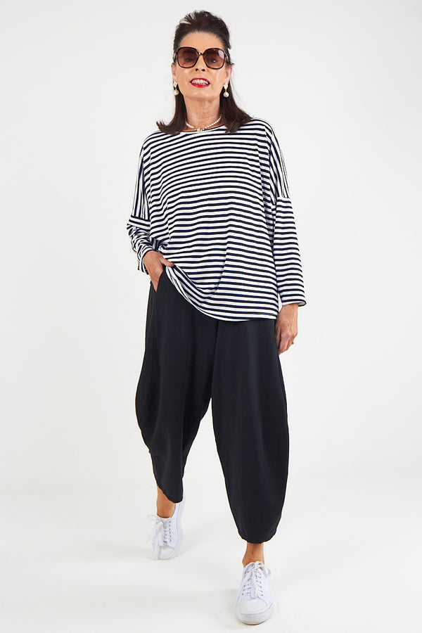 Vannesa Striped Top In Navy