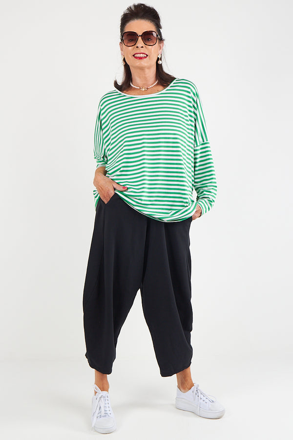 Vannesa Striped Top In Apple Green