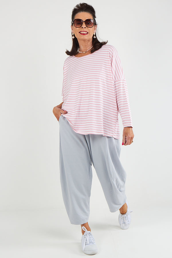 Vannesa Striped Top In Baby Pink