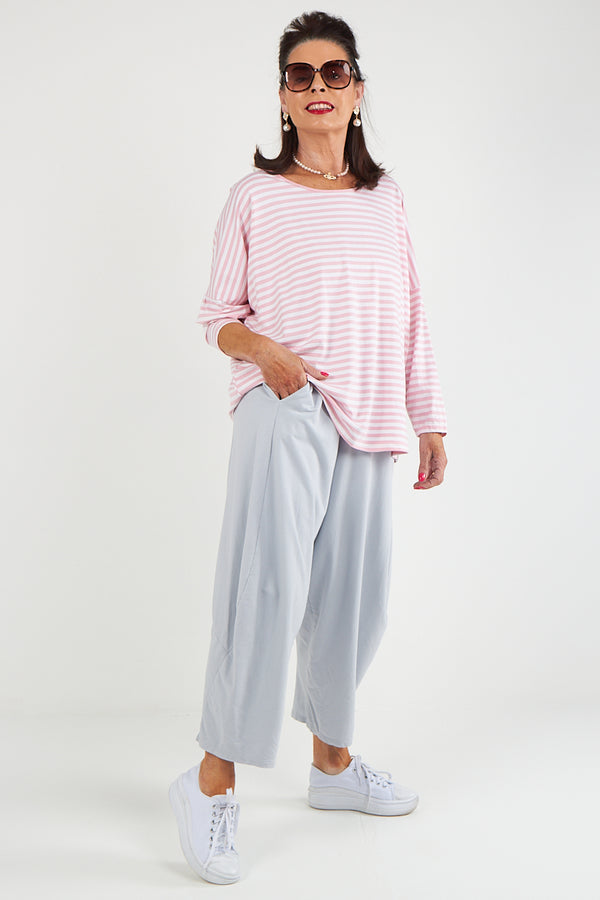 Vannesa Striped Top In Baby Pink