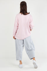 Vannesa Striped Top In Baby Pink