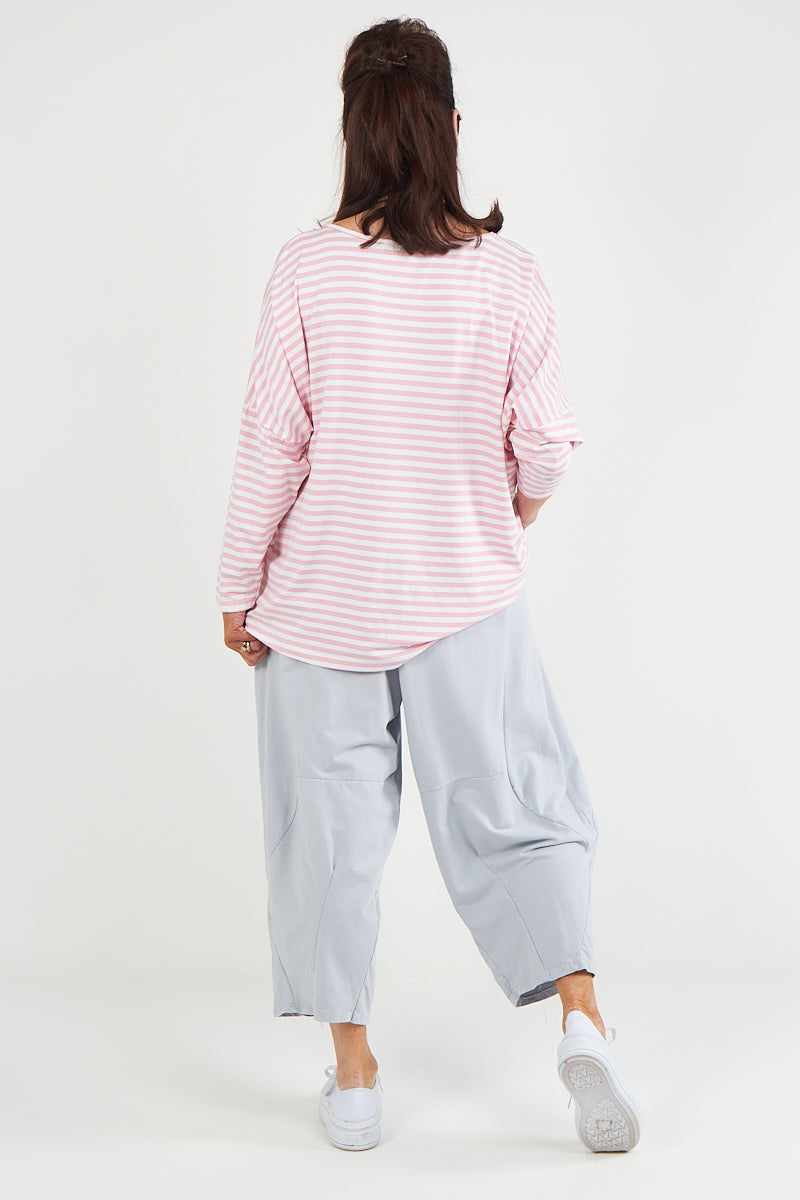 Vannesa Striped Top In Baby Pink