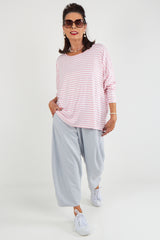 Vannesa Striped Top In Baby Pink